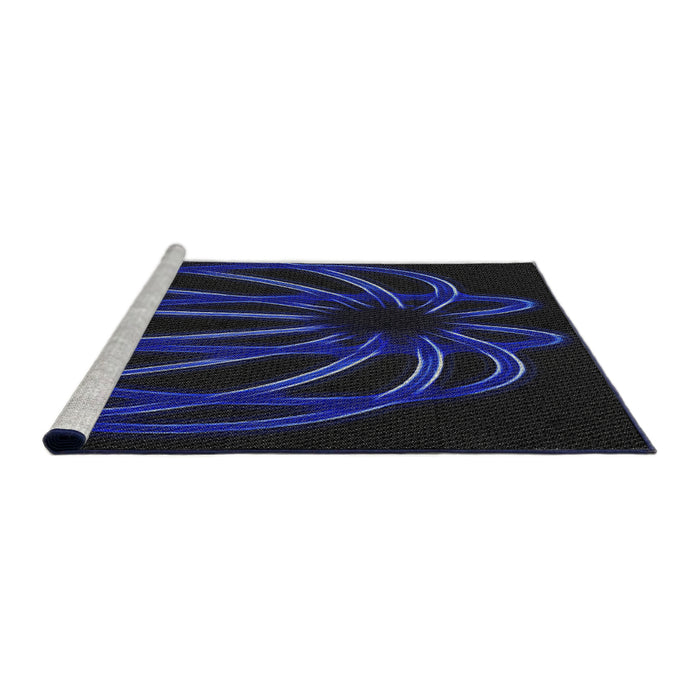 Serging Thickness of Machine Washable Transitional Night Blue Rug, wshpat1806
