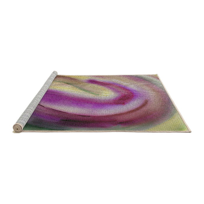 Serging Thickness of Machine Washable Transitional Dark Raspberry Purple Rug, wshpat181