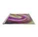 Serging Thickness of Machine Washable Transitional Dark Raspberry Purple Rug, wshpat181