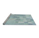 Serging Thickness of Machine Washable Transitional Blue Rug, wshpat1811