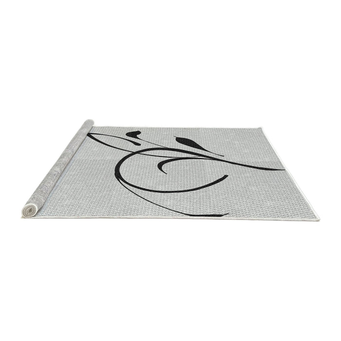 Serging Thickness of Machine Washable Transitional White Smoke Rug, wshpat1816