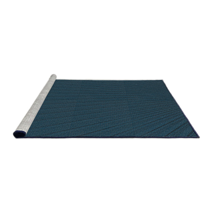 Serging Thickness of Machine Washable Transitional Deep-Sea Blue Rug, wshpat1817