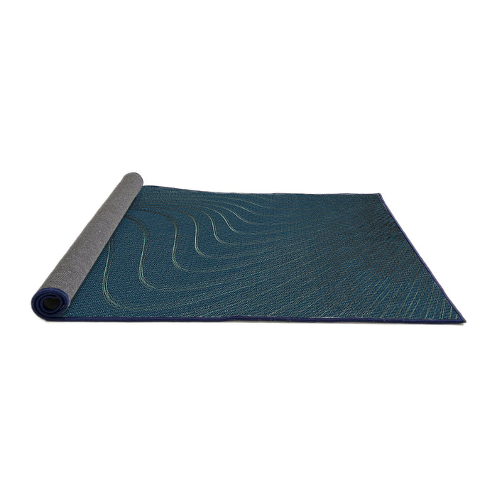 Thickness of Patterned Deep-Sea Blue Novelty Rug, pat1821