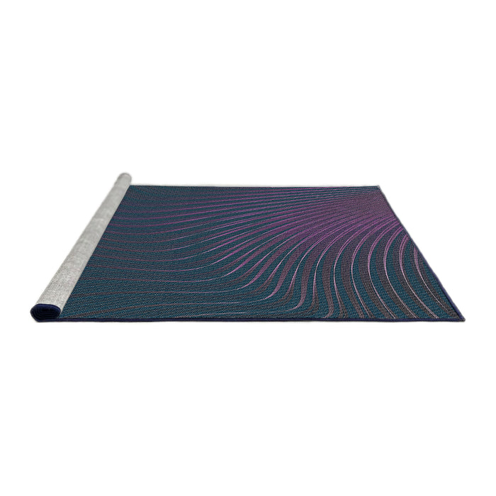 Serging Thickness of Machine Washable Transitional Night Blue Rug, wshpat1822
