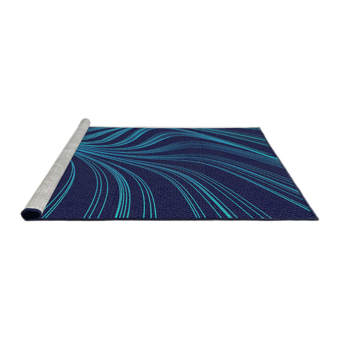 Serging Thickness of Machine Washable Transitional Blue Ivy Blue Rug, wshpat1823