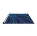 Serging Thickness of Machine Washable Transitional Blue Ivy Blue Rug, wshpat1823