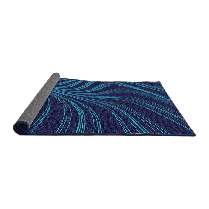 Thickness of Patterned Blue Ivy Blue Novelty Rug, pat1823