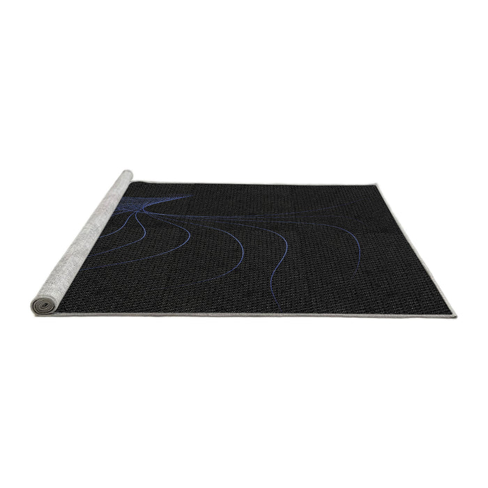 Serging Thickness of Machine Washable Transitional Light Black Rug, wshpat1833