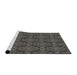 Serging Thickness of Machine Washable Transitional Midnight Gray Rug, wshpat1835