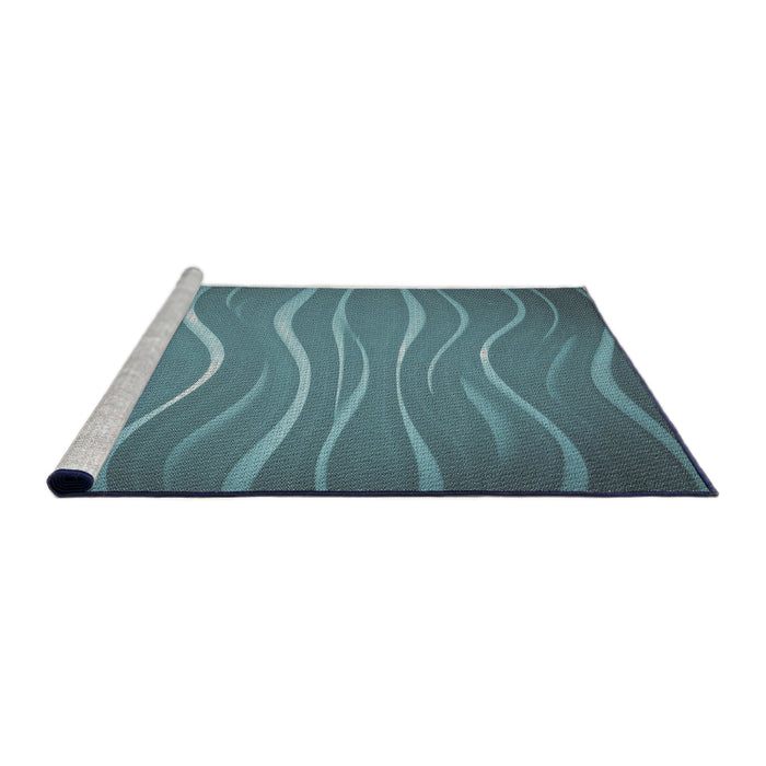 Serging Thickness of Machine Washable Transitional Blue Rug, wshpat1839
