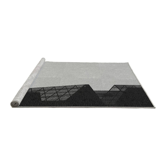 Serging Thickness of Machine Washable Transitional Platinum Gray Rug, wshpat1840