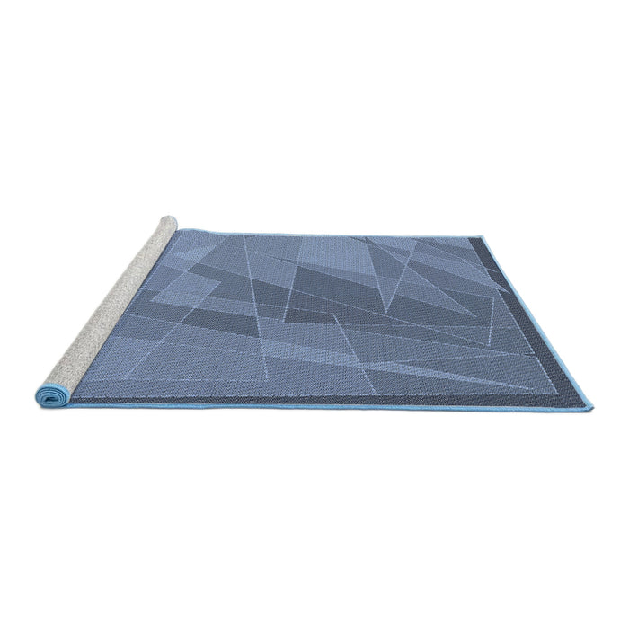 Serging Thickness of Machine Washable Transitional Denim Blue Rug, wshpat1841