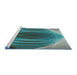 Serging Thickness of Machine Washable Transitional Deep-Sea Green Rug, wshpat1844