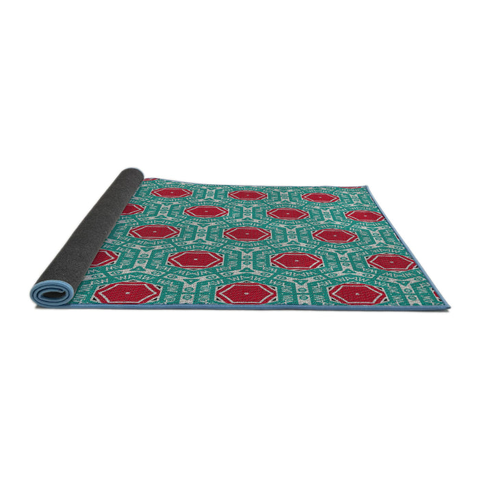 Thickness of Patterned Sky Blue Novelty Rug, pat1847