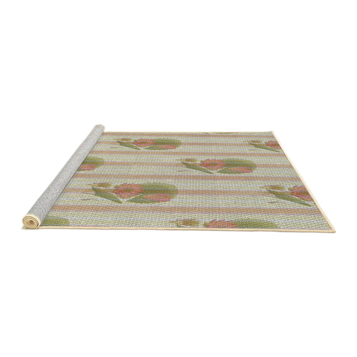 Serging Thickness of Machine Washable Transitional Dark Almond Brown Rug, wshpat1849