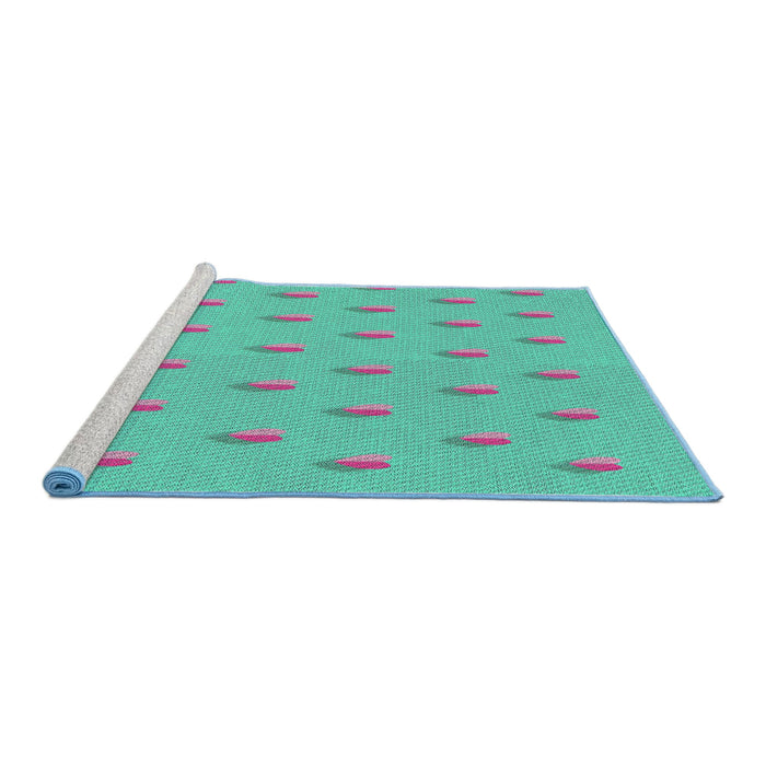 Serging Thickness of Machine Washable Transitional Mint Green Rug, wshpat1852