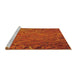 Serging Thickness of Machine Washable Transitional Neon Orange Rug, wshpat1854