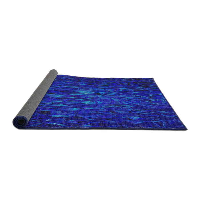 Thickness of Patterned Ocean Blue Novelty Rug, pat1855