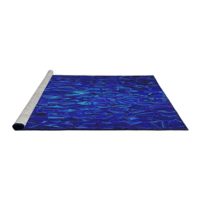 Serging Thickness of Machine Washable Transitional Ocean Blue Rug, wshpat1855