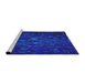 Serging Thickness of Machine Washable Transitional Ocean Blue Rug, wshpat1855