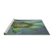 Serging Thickness of Machine Washable Transitional Dark Sea Green Rug, wshpat1857