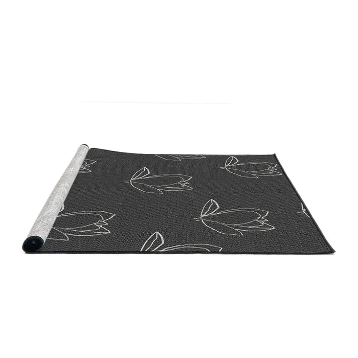 Serging Thickness of Machine Washable Transitional Silver Gray Rug, wshpat1861