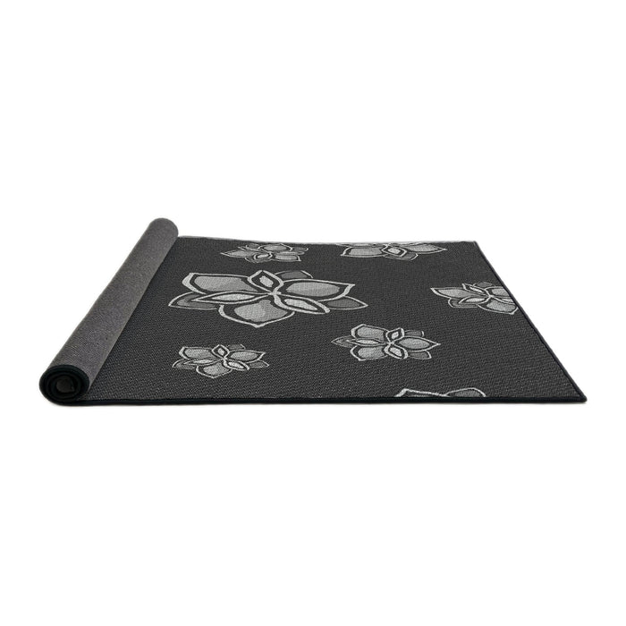 Thickness of Patterned Charcoal Black Novelty Rug, pat1865