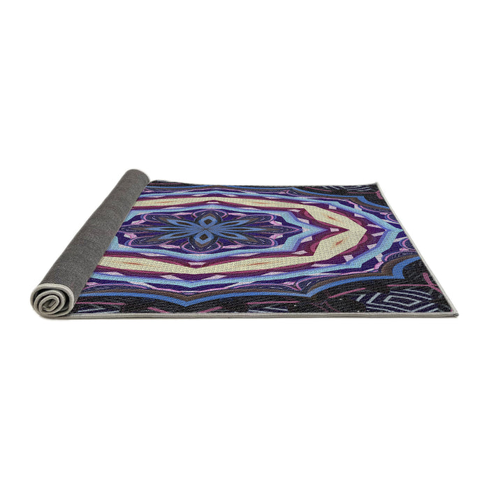 Thickness of Patterned Dark Purple Novelty Rug, pat1873