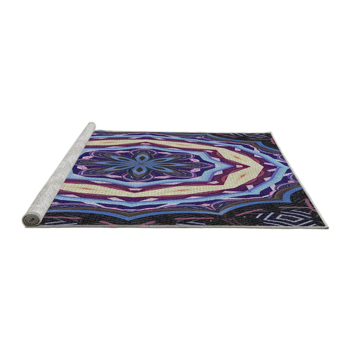 Serging Thickness of Machine Washable Transitional Dark Purple Rug, wshpat1873