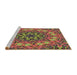 Serging Thickness of Machine Washable Transitional Saffron Red Rug, wshpat1876