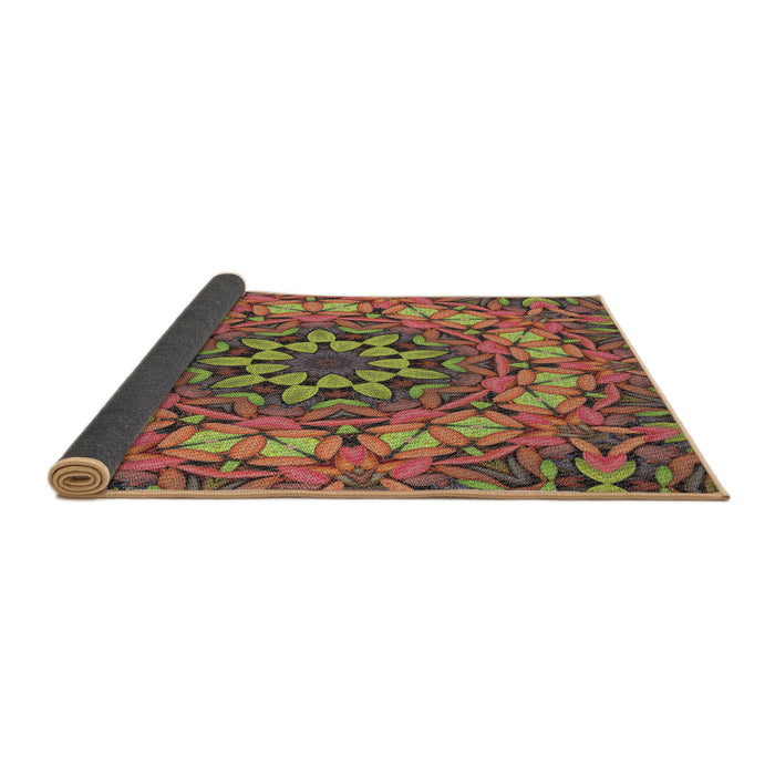 Thickness of Patterned Saffron Red Novelty Rug, pat1876