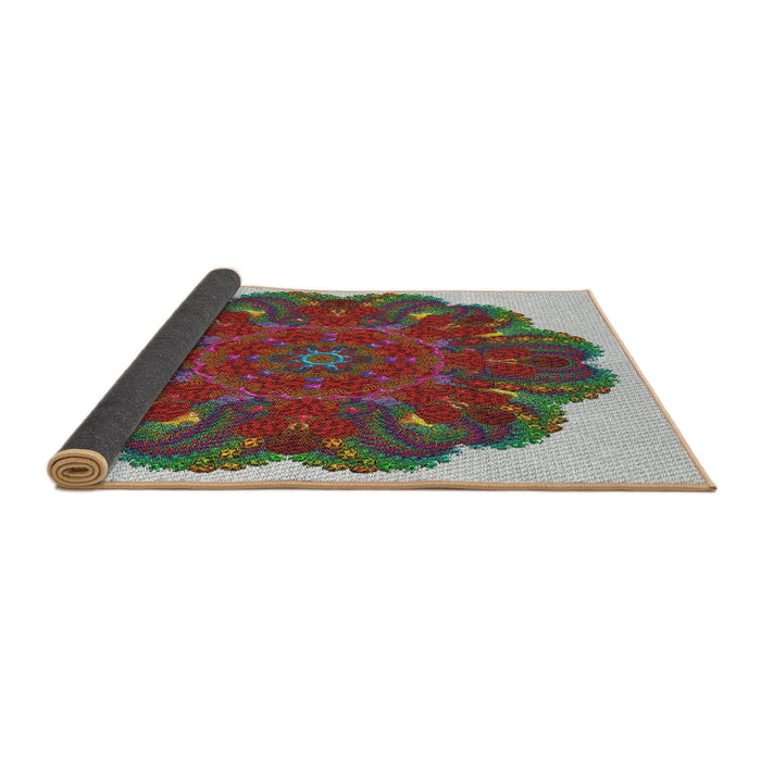 Thickness of Patterned Silver Gray Novelty Rug, pat1878