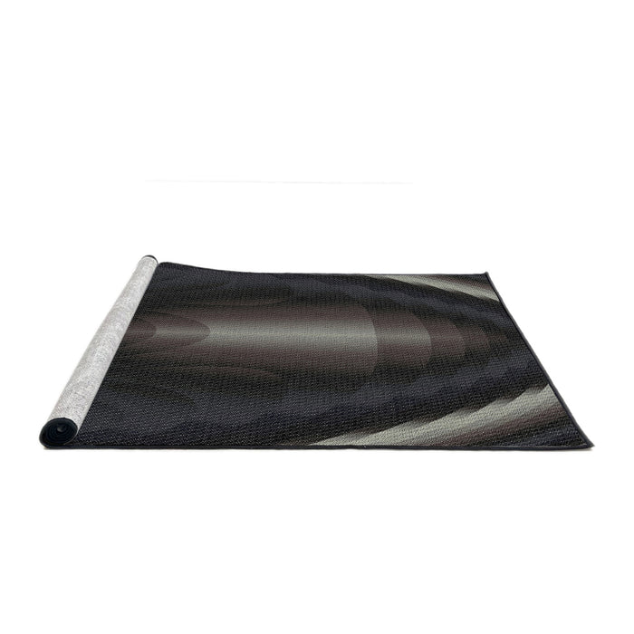 Serging Thickness of Machine Washable Transitional Silver Gray Rug, wshpat188