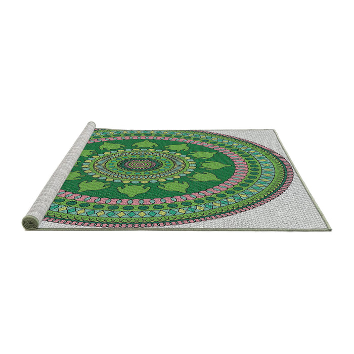 Serging Thickness of Machine Washable Transitional Light Green Rug, wshpat1881