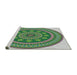 Serging Thickness of Machine Washable Transitional Light Green Rug, wshpat1881