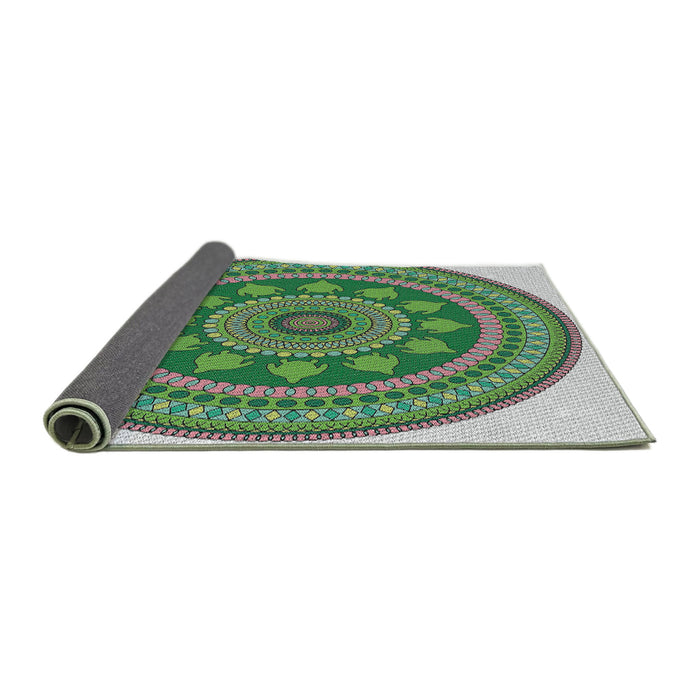 Thickness of Patterned Light Green Novelty Rug, pat1881