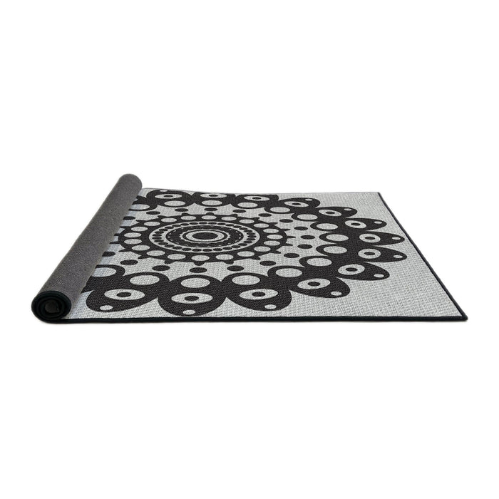 Thickness of Patterned Platinum Gray Novelty Rug, pat1887