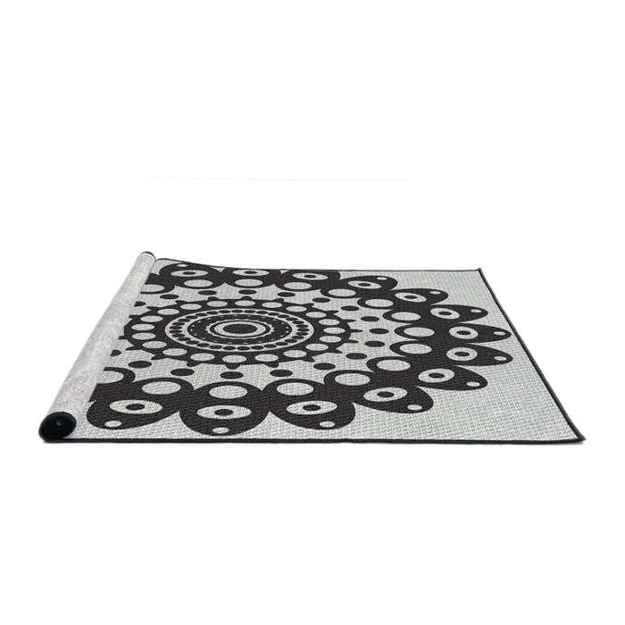 Serging Thickness of Machine Washable Transitional Platinum Gray Rug, wshpat1887