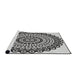 Serging Thickness of Machine Washable Transitional Platinum Gray Rug, wshpat1888