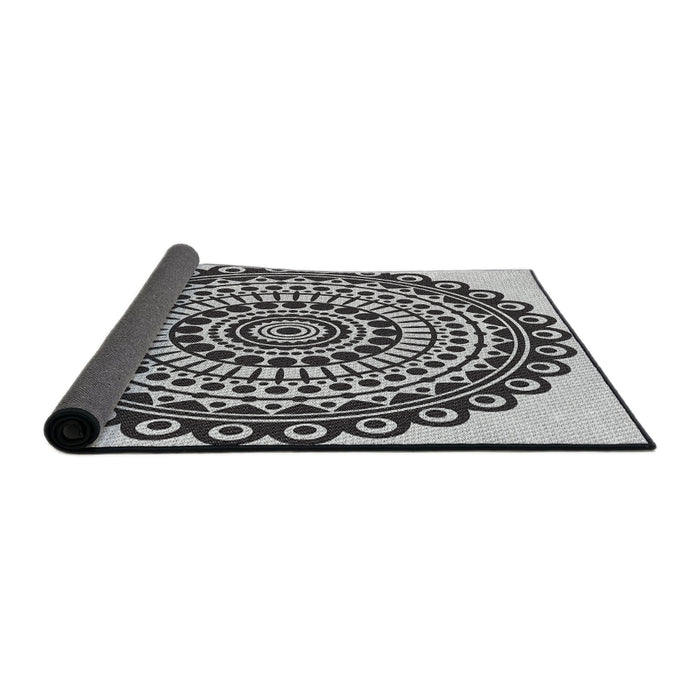 Thickness of Patterned Platinum Gray Novelty Rug, pat1888
