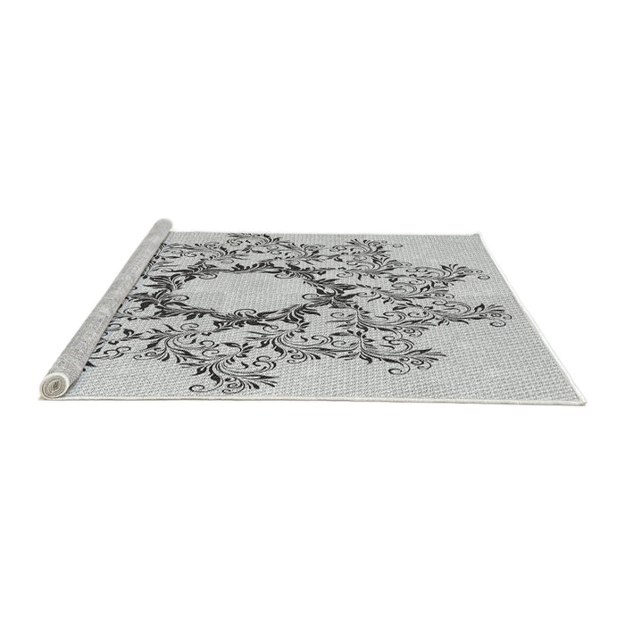 Serging Thickness of Machine Washable Transitional White Smoke Rug, wshpat1892