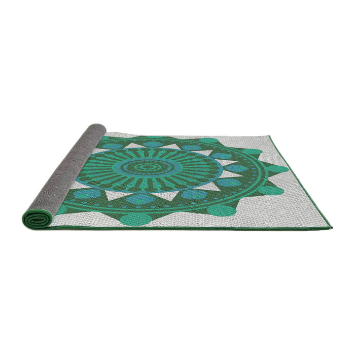 Thickness of Patterned Mint Green Novelty Rug, pat1895