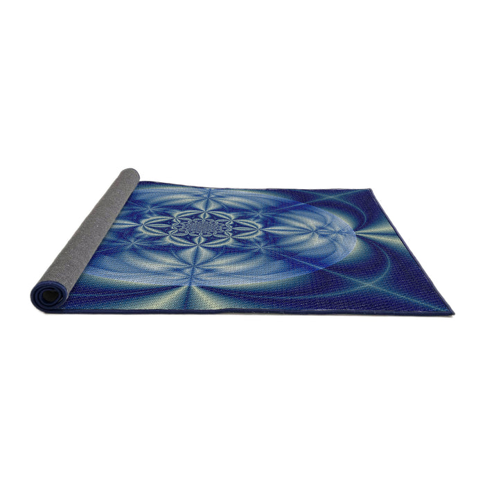 Thickness of Patterned Blue Novelty Rug, pat190