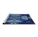 Serging Thickness of Machine Washable Transitional Silk Blue Rug, wshpat190