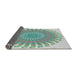 Thickness of Patterned Grayish Turquoise Green Novelty Rug, pat1900