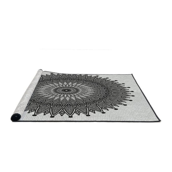 Serging Thickness of Machine Washable Transitional Light Black Rug, wshpat1905