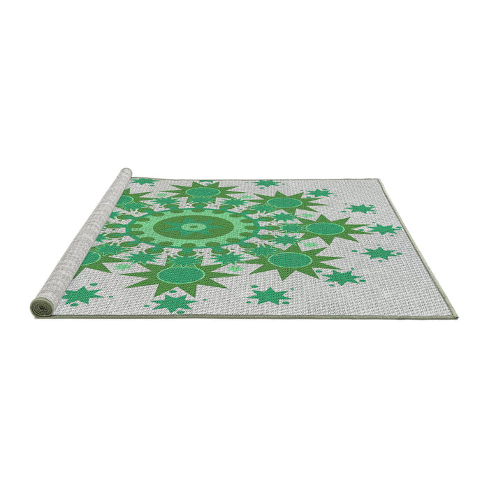 Serging Thickness of Machine Washable Transitional Green Rug, wshpat1908