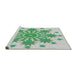 Serging Thickness of Machine Washable Transitional Green Rug, wshpat1908