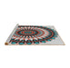 Serging Thickness of Machine Washable Transitional Light Steel Blue Rug, wshpat1910