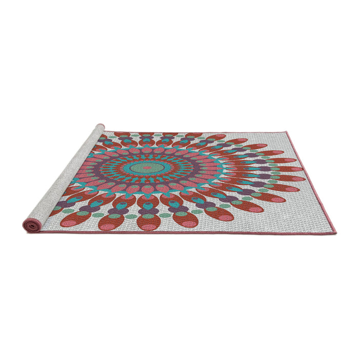 Serging Thickness of Machine Washable Transitional Cherry Red Rug, wshpat1911